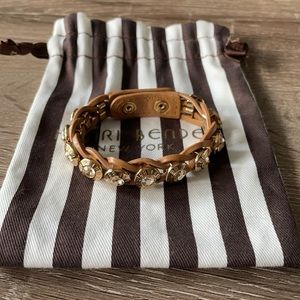 Henri Bendel Gold/ Tan Leather Rivet Bracelet